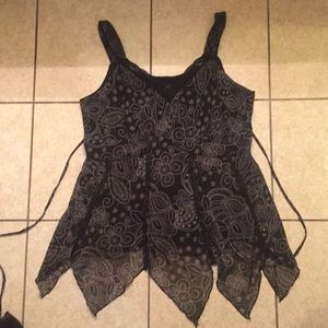 Black with white floral top